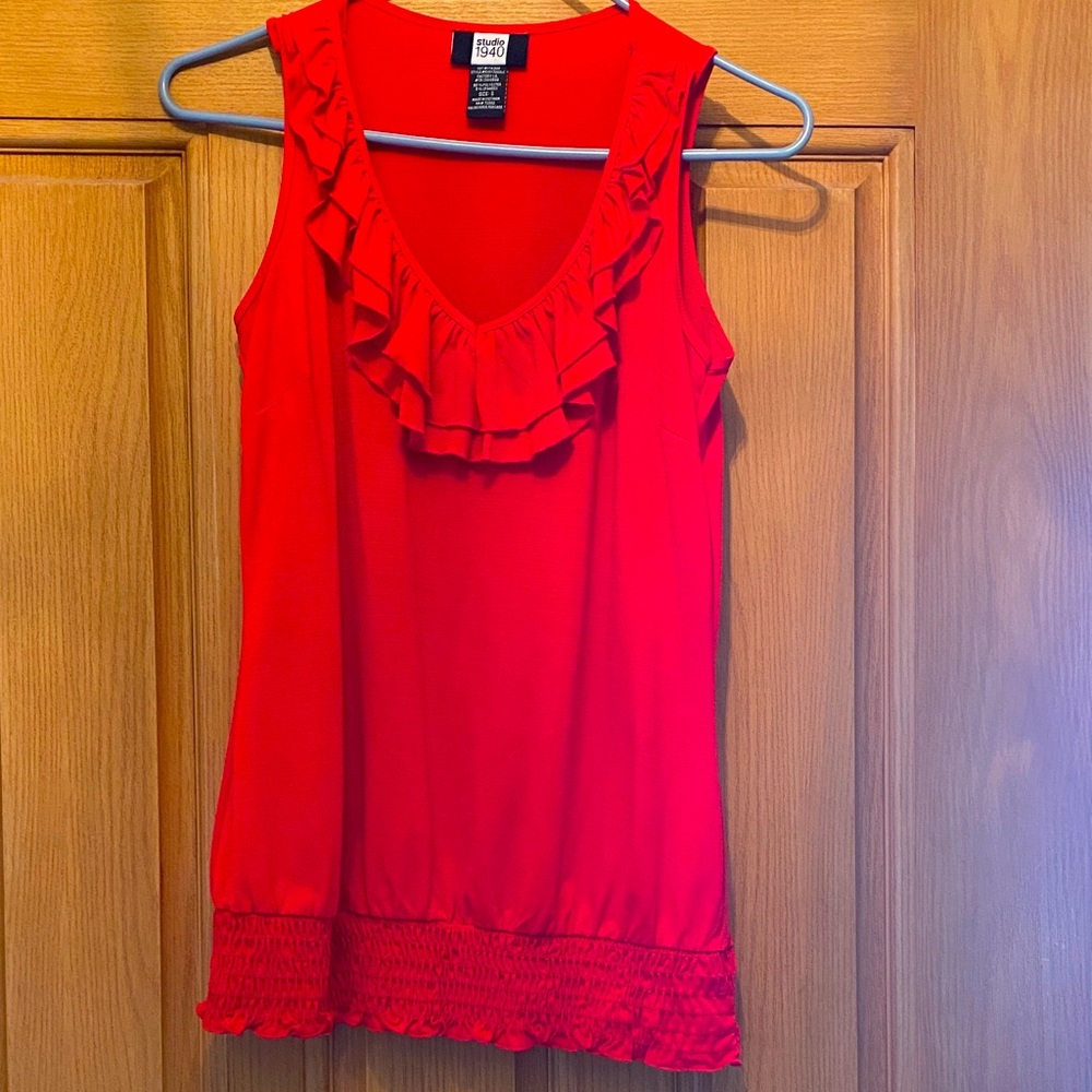 Studio 1940 Red Ruffled Tank Top